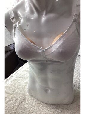 Bali White Cotton Non-Wired Full Coverage Bra With Lace Trim*Sissy*36C*EUC